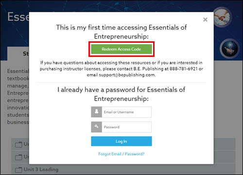 Redeem Access Code